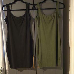 Black & Olive Green Bodycon Tank-dresses